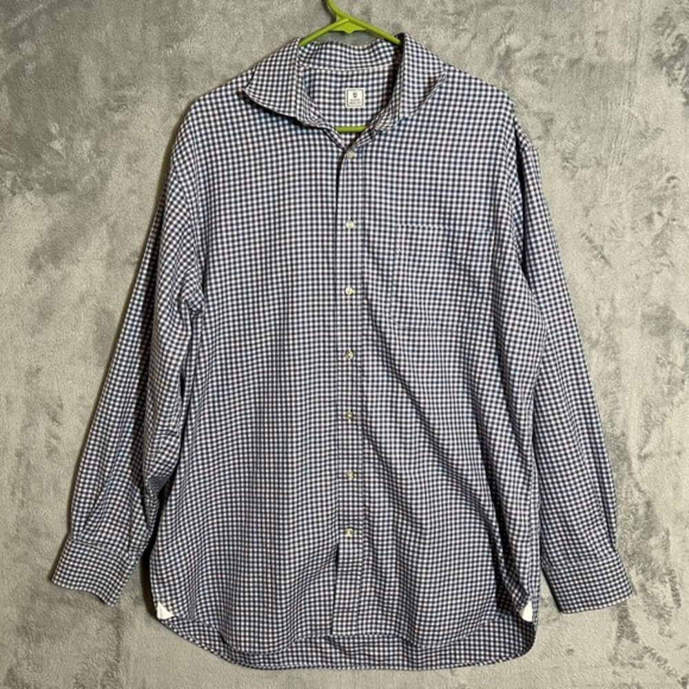Peter Millar Blue Plaid Button‎ Down Shirt Men's Size Large Long Sleeve